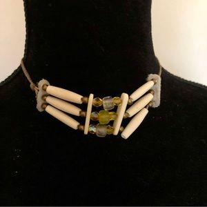 Native American handmade beaded hair pipe choker necklace